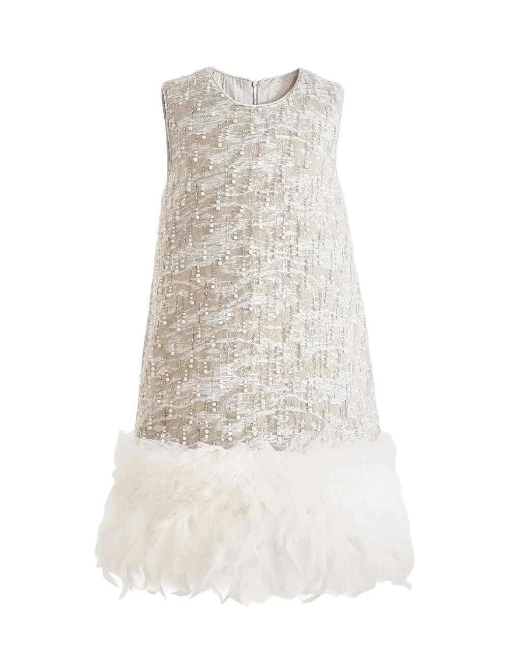 Silver Feathered Party Dress