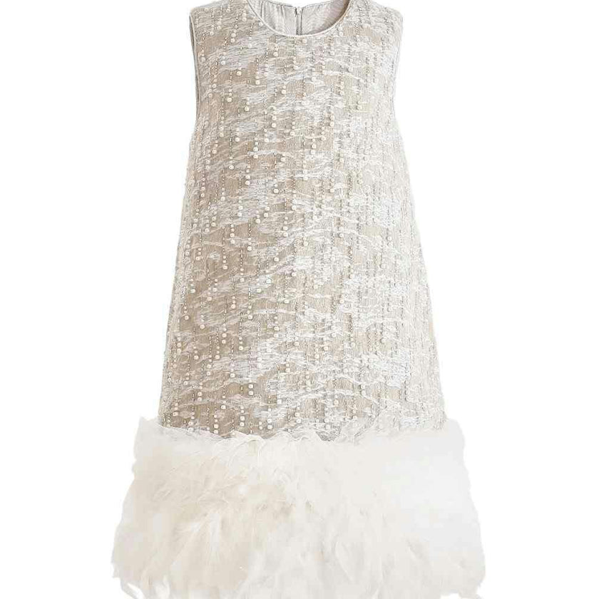 Silver Feathered Party Dress