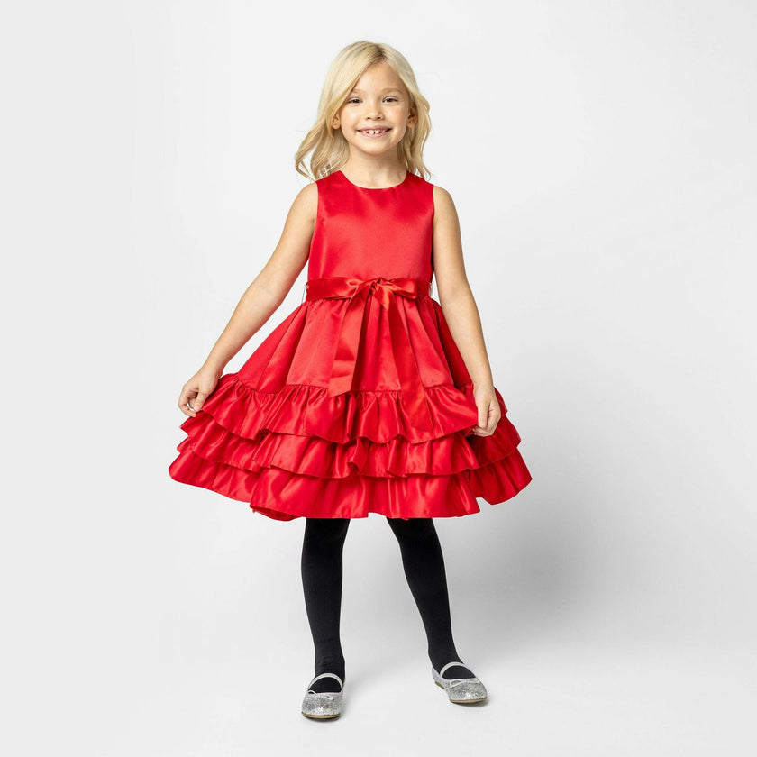 Bella Frill Satin Girls Party Dress
