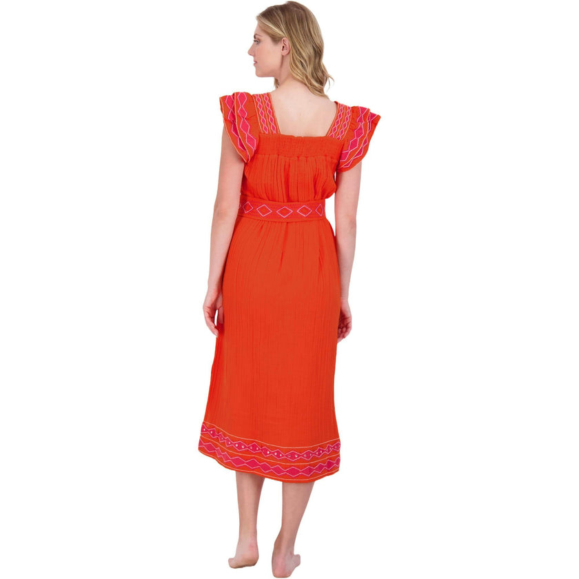 Women's Maxi Sandrine Embroidered Dress, Red