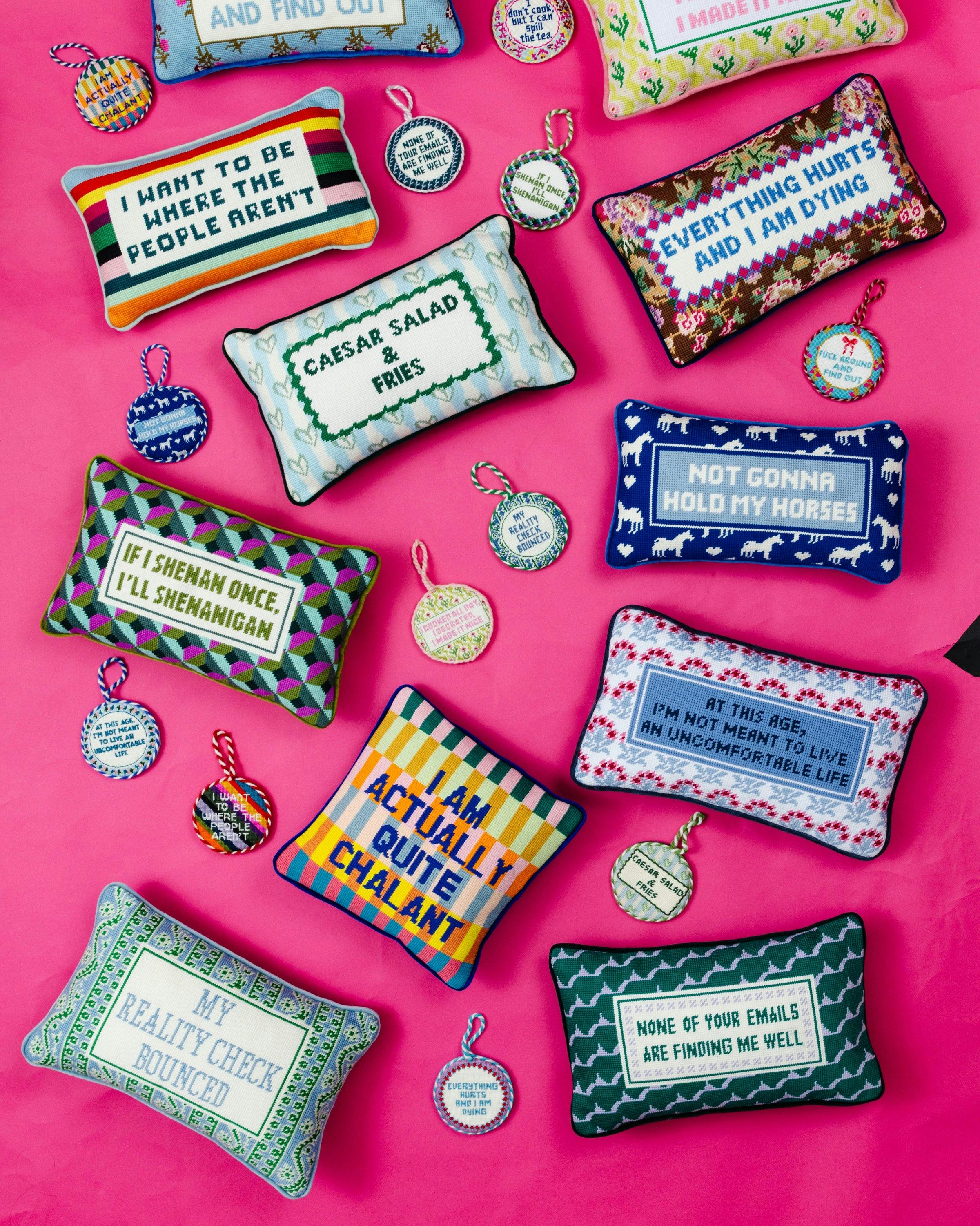 Reality Check Needlepoint Pillow