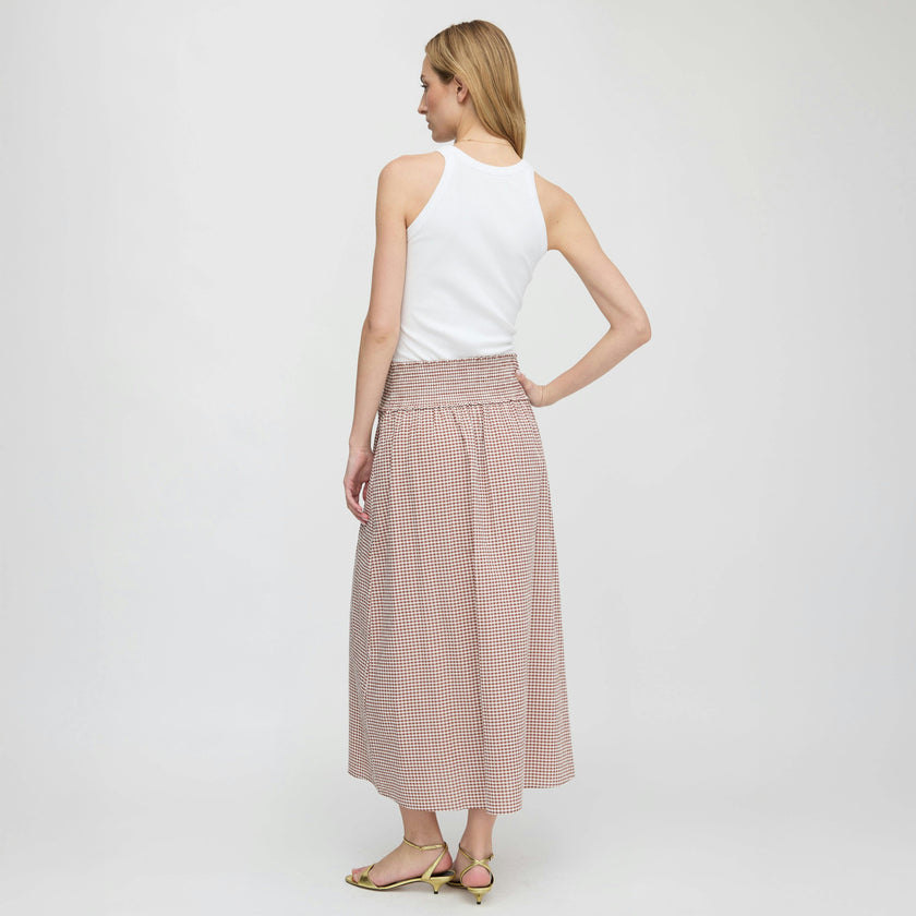 The Delphine Nap Skirt - Cognac Gingham