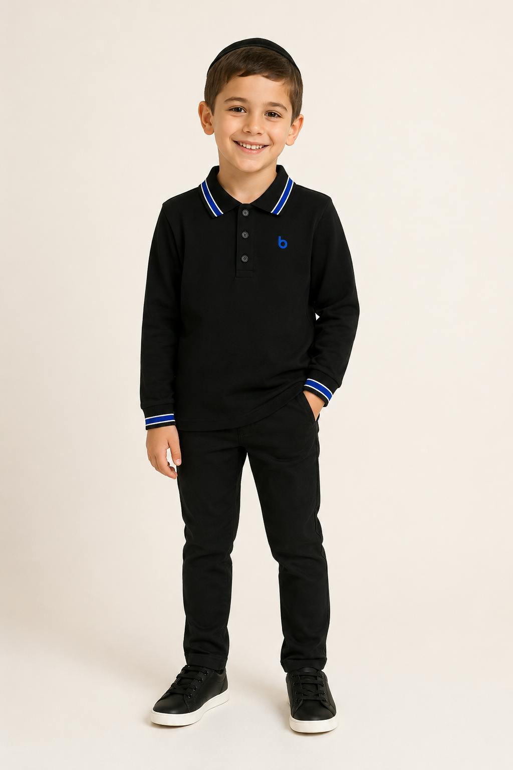Boys Long Sleeve Striped Polo