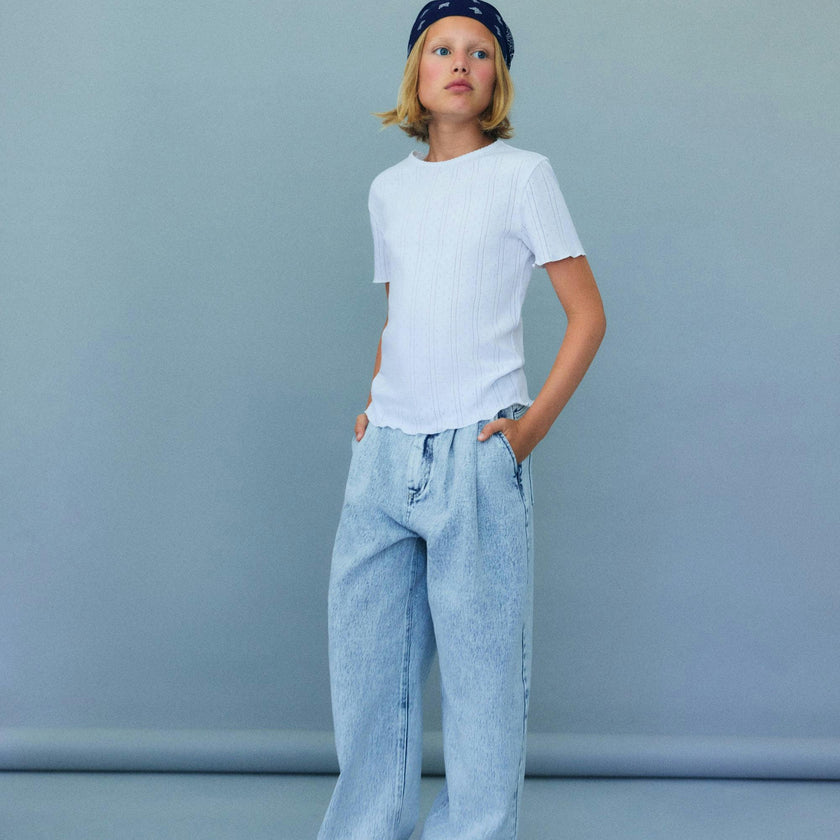 TNS Pleat Denim Teen Pant Bleach Denim