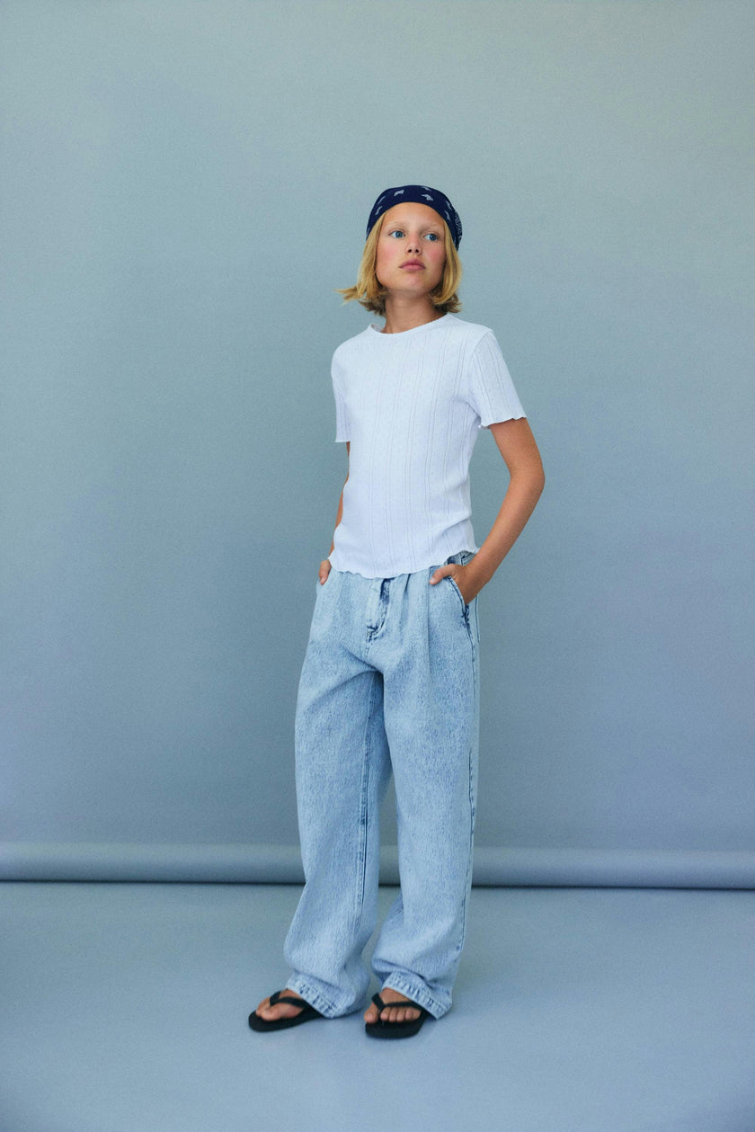 TNS Pleat Denim Teen Pant Bleach Denim