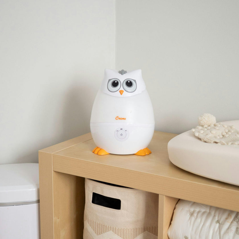 Mini-Adorable Snow Owl 0.5 Gal. Baby Humidifier, Cool Mist with Aroma Tray & Night Light