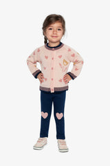 Knitted Jacquard Cardigan Pale Dusty Pink And Navy