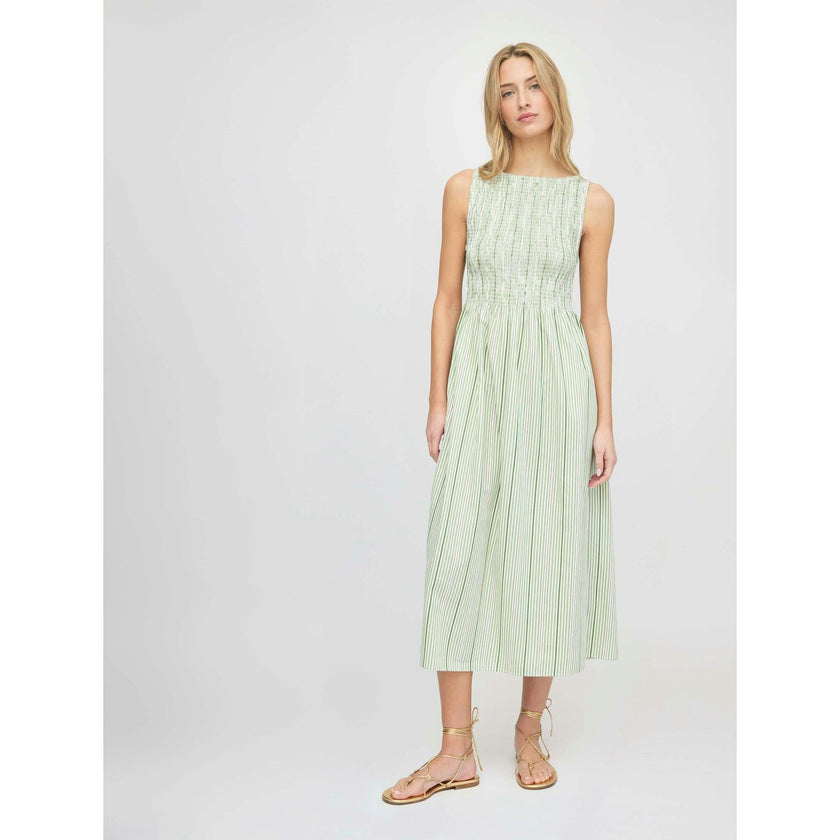 The Cosima Nap Dress - Green Jacquard Stripe