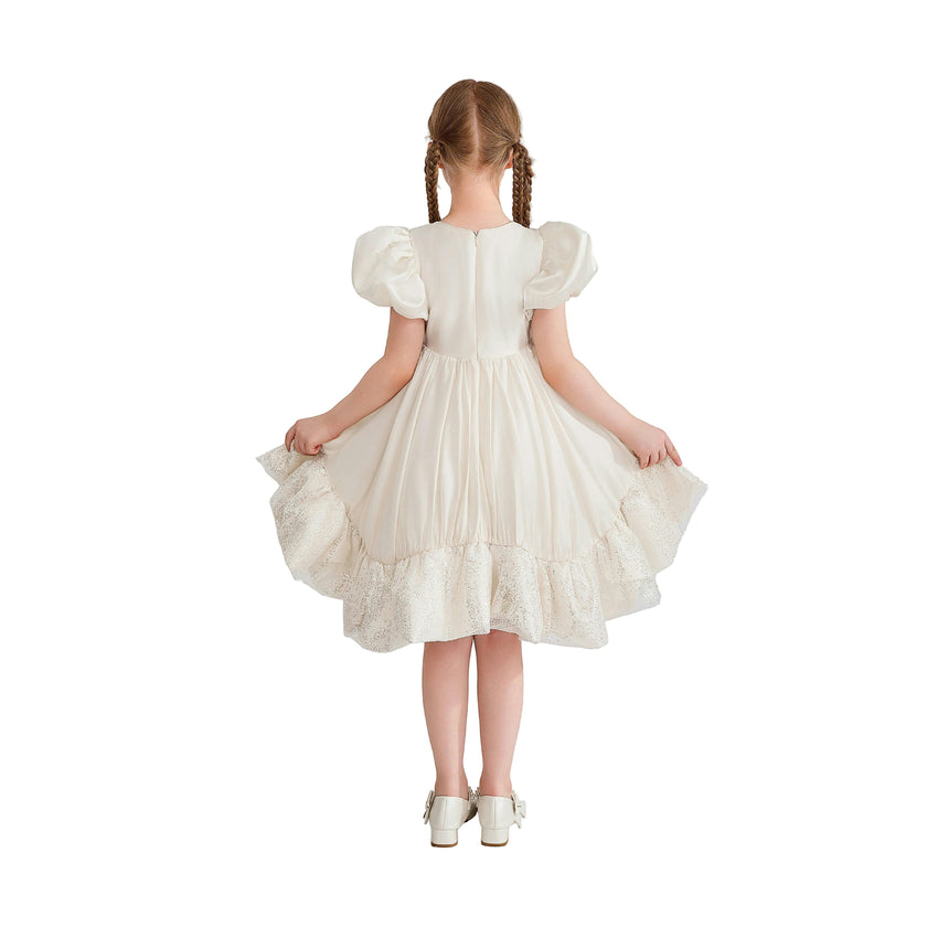Cream Aurora Glitter Party Dress