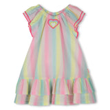 Multicolored Ruffle Sleeve Striped Dress Set