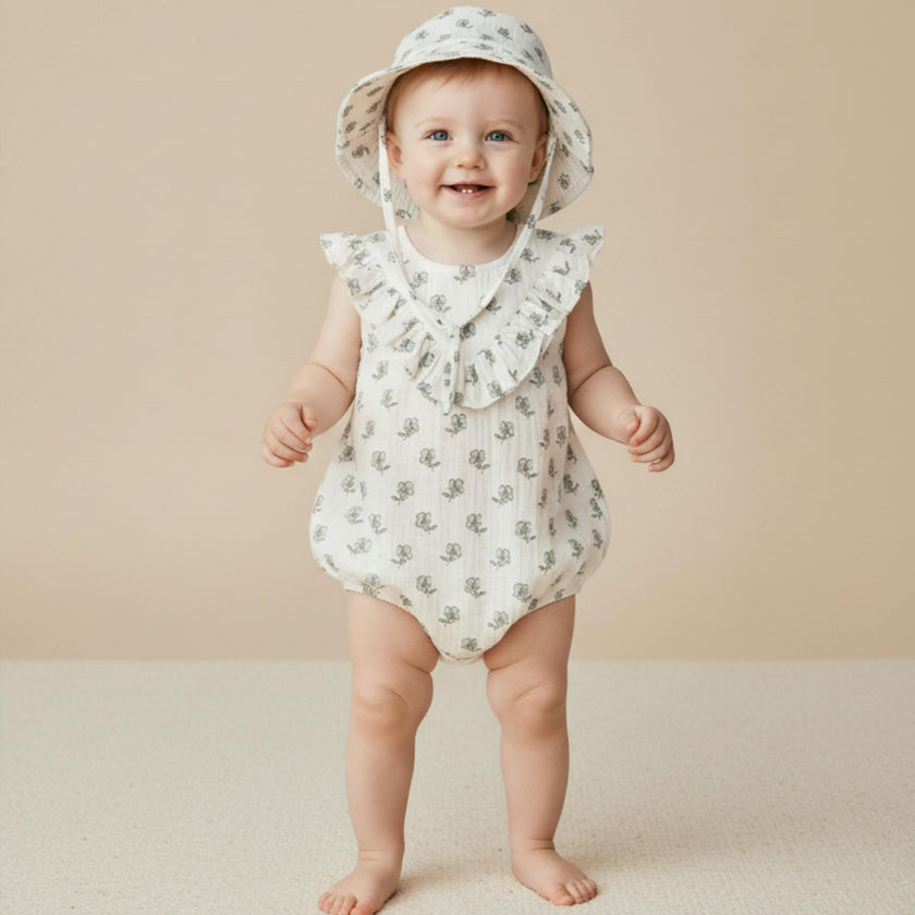 Organic Bucket Sun Hat - Poppy