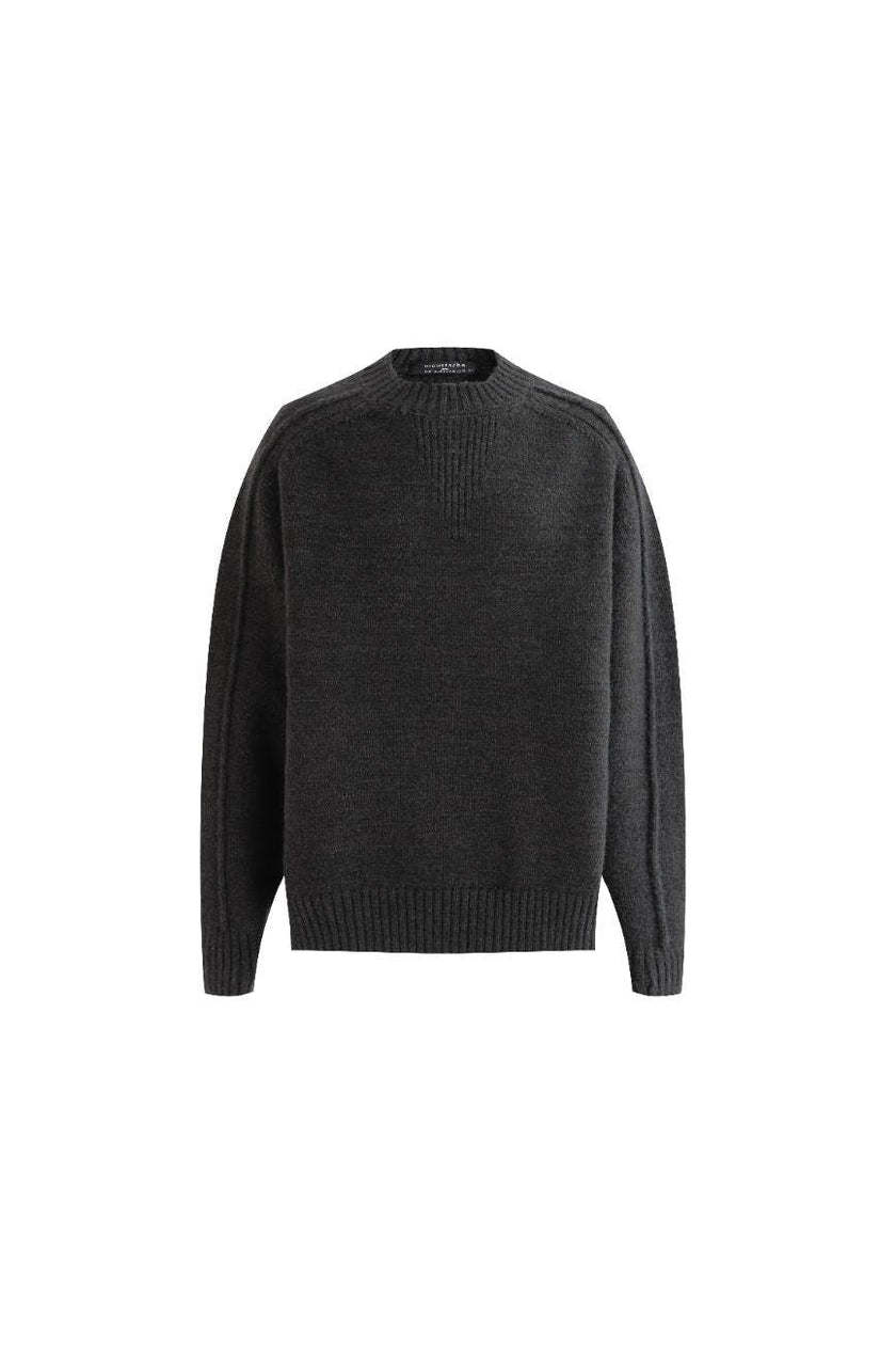 Dark Gray Ribbed Crewneck Sweater