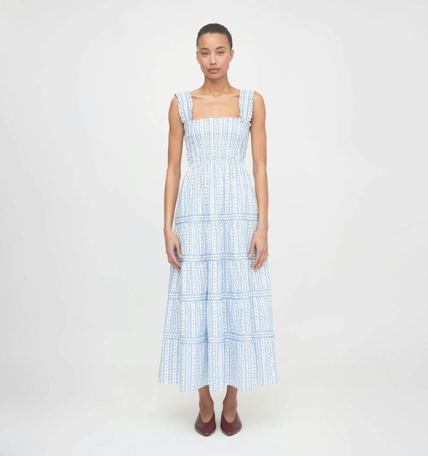 The Kimmy Nap Dress - Blue Petal Stripe