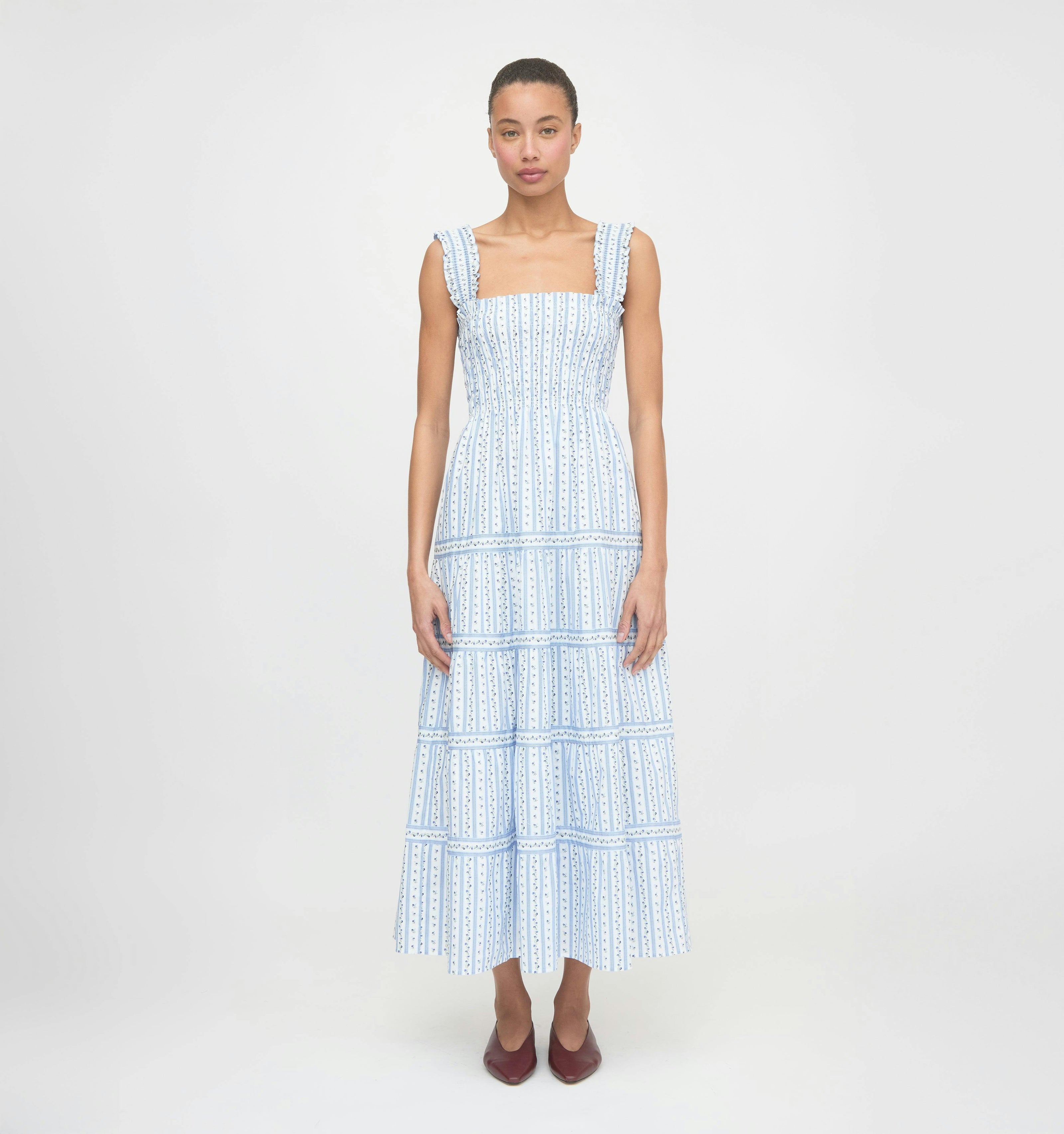 The Kimmy Nap Dress - Blue Petal Stripe
