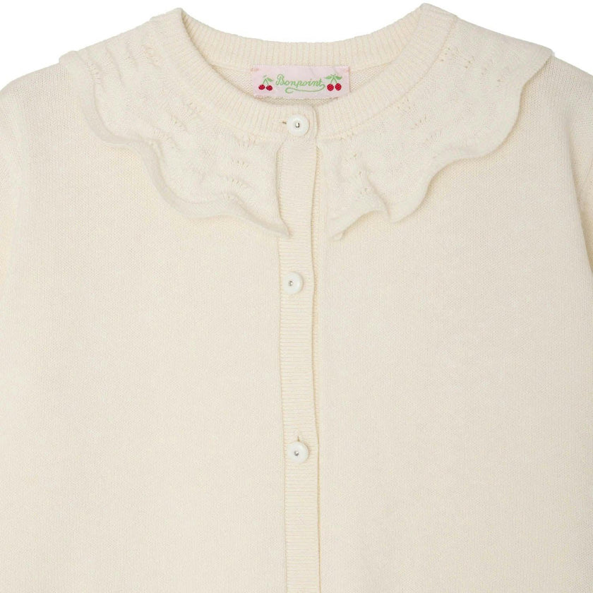BONPOINT Lueur Ruffle Cardigan - Craie