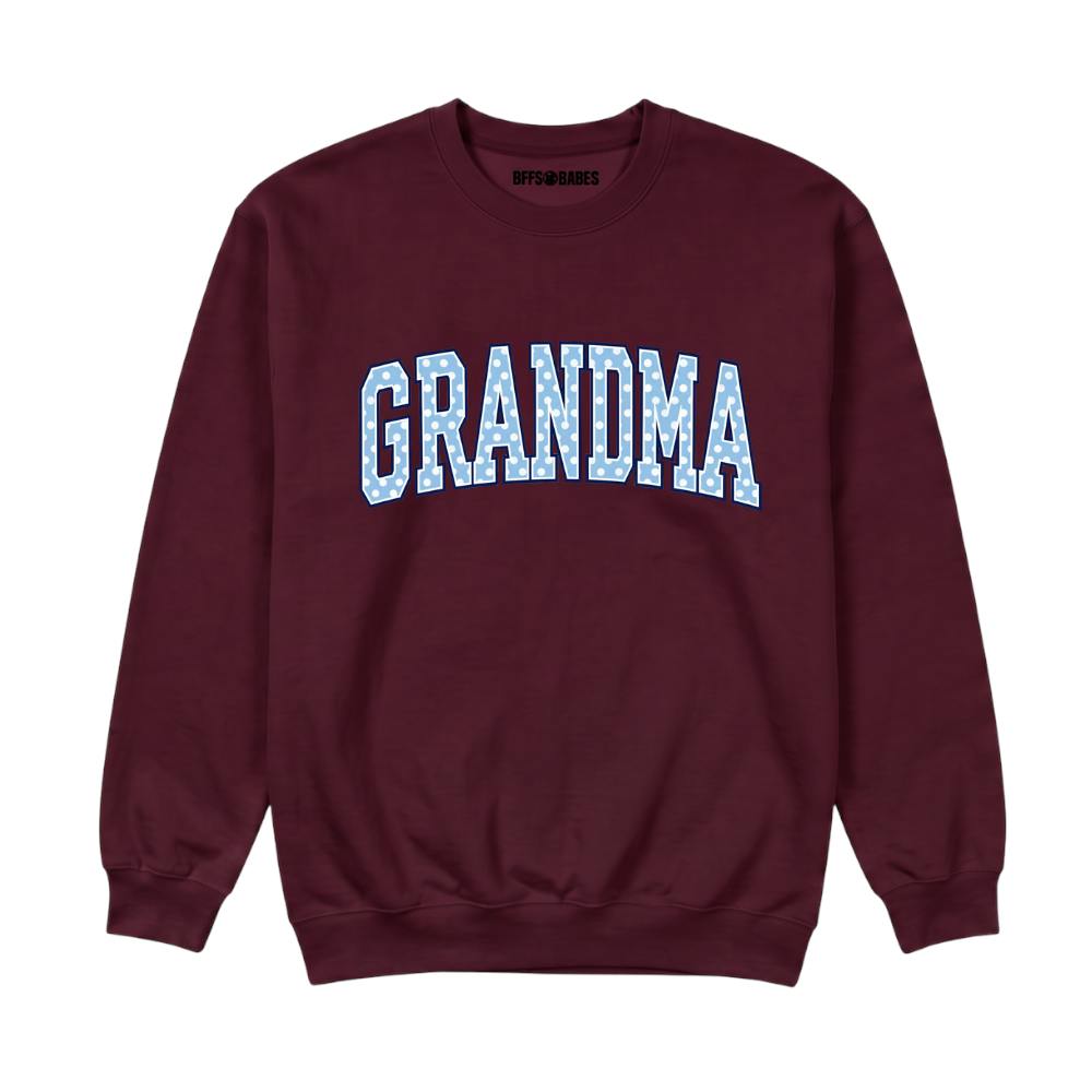 Grandma Polka Dot Printed Sweatshirt, Burgundy