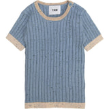 Ribbed Knit Short Sleeve Retro Top