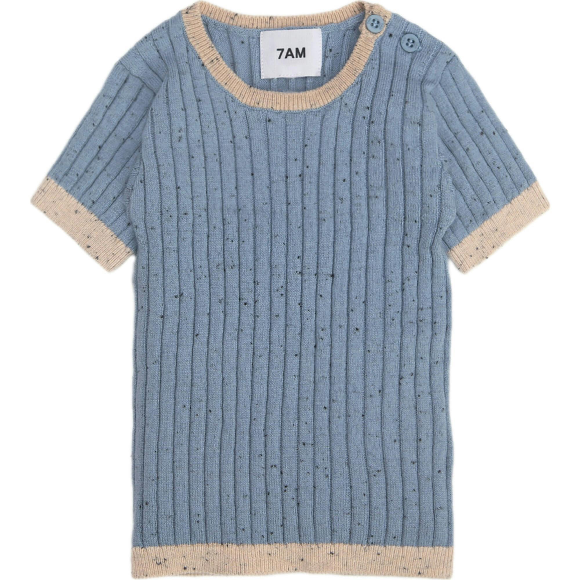 Ribbed Knit Short Sleeve Retro Top