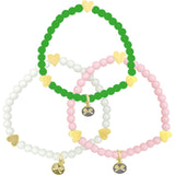 Pink/White/Green Hearts Bracelet Gift Set