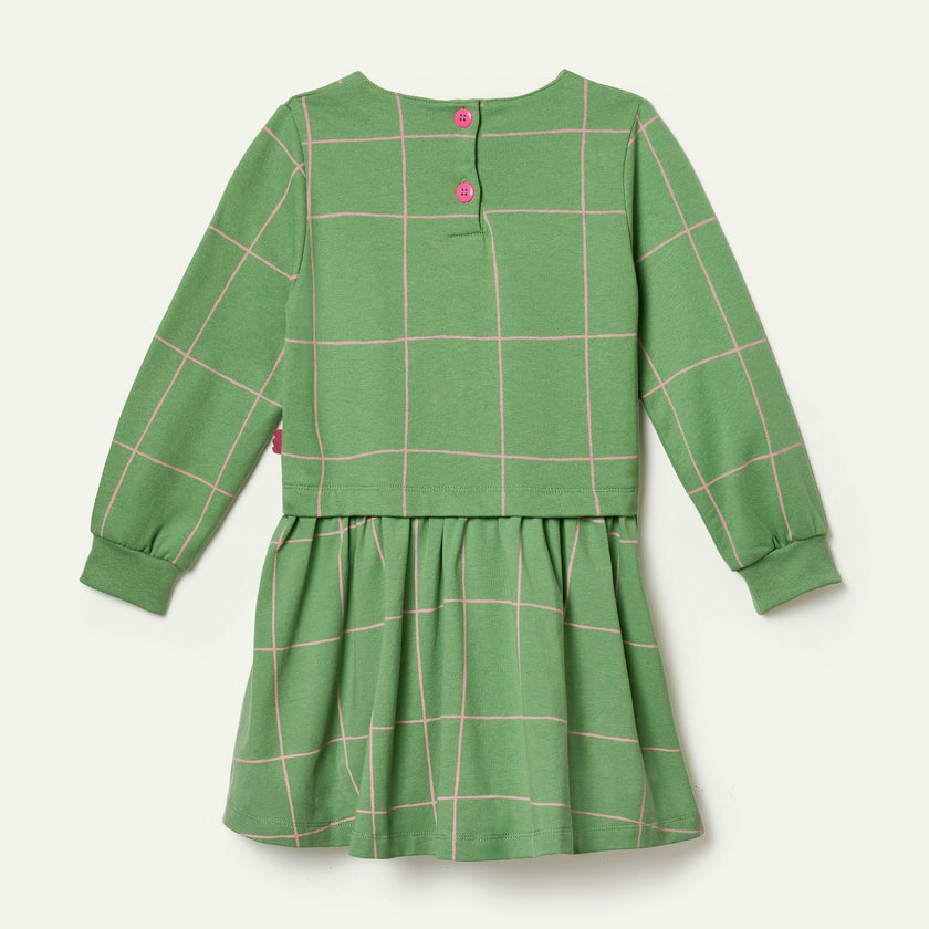 Recycled Cotton And Jersey Grid Dress