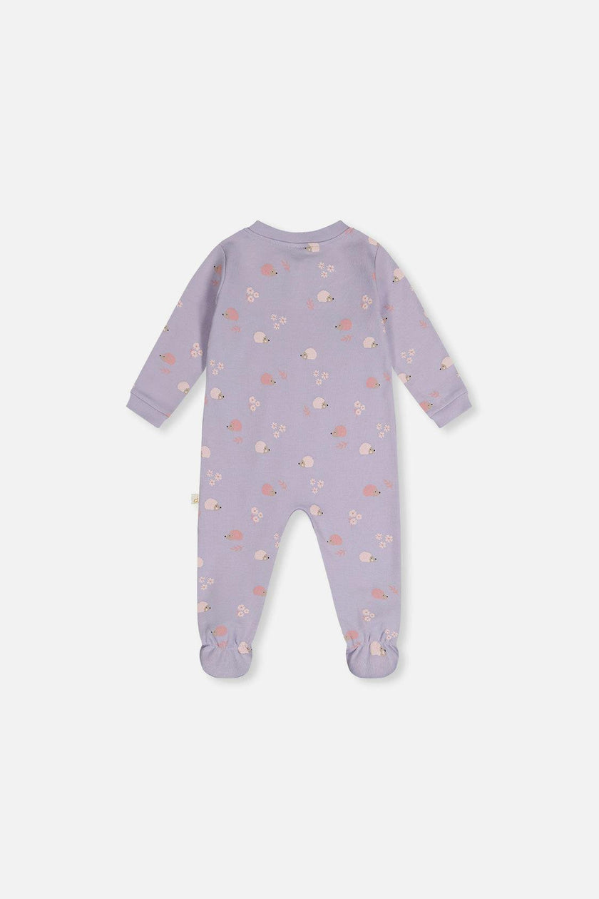 Baby Organic Cotton One Piece Pajama Purple Hedgehog Print