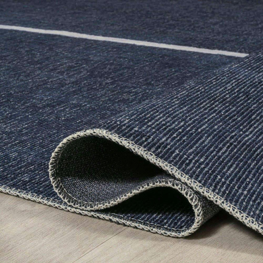 Linja Solid Centre Stripe Machine-washable Area Rug