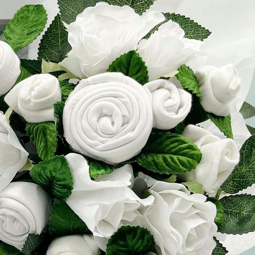 Hand Tied Baby Clothes Bouquet With Personalized Snuggle Wrap