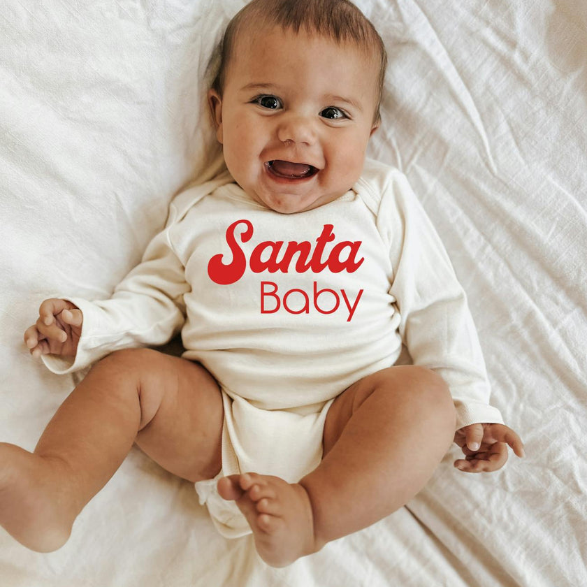 Santa Baby Organic Baby Bodysuit Long Sleeve