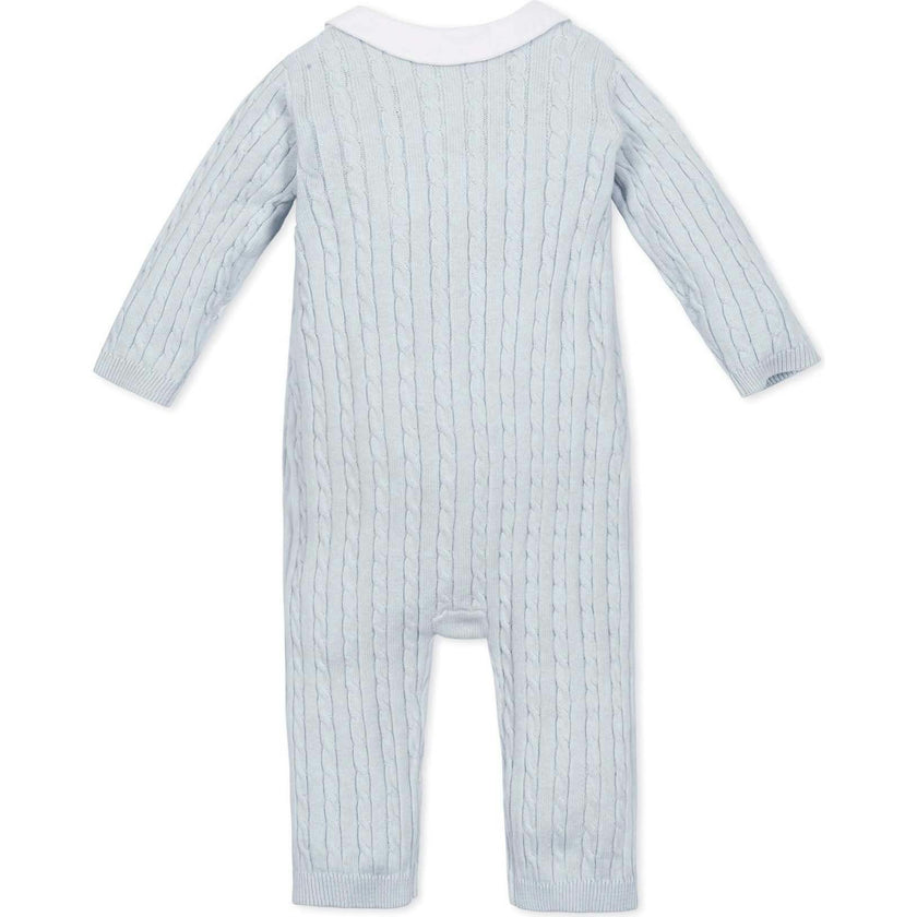 4 Piece Organic Peter Pan Collar Romper, Blue