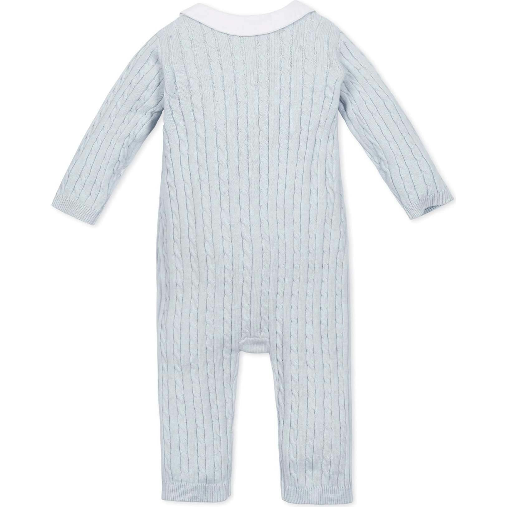 4 Piece Organic Peter Pan Collar Romper, Blue