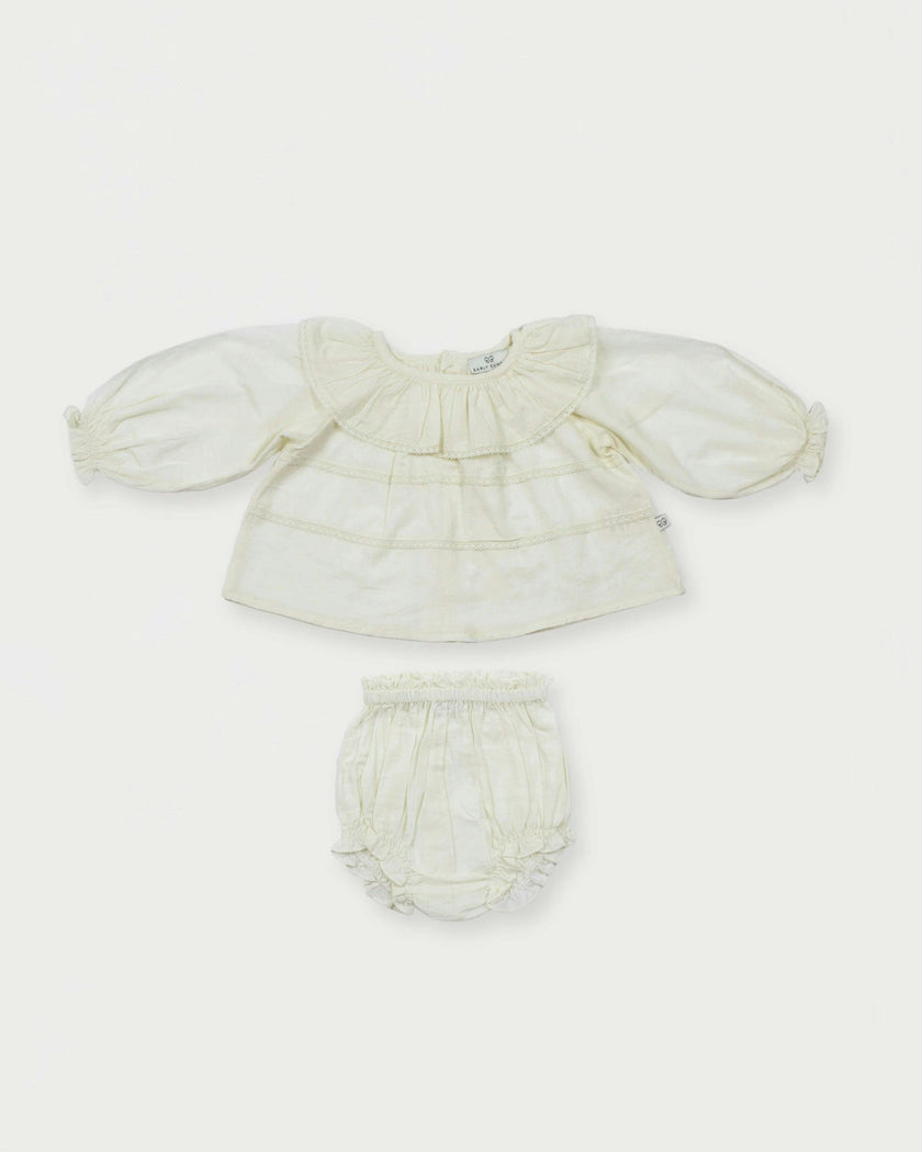 Daisy Baby Blouse & Bloomer Set - Ivory