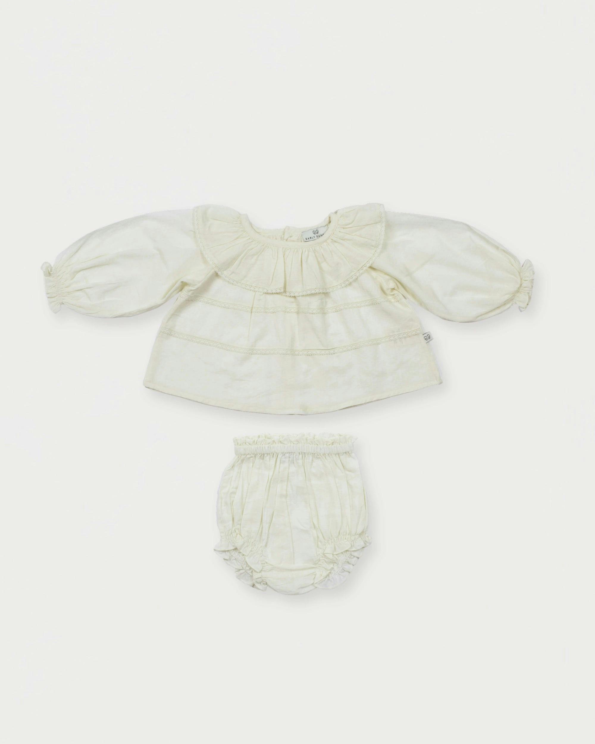 Daisy Baby Blouse & Bloomer Set - Ivory