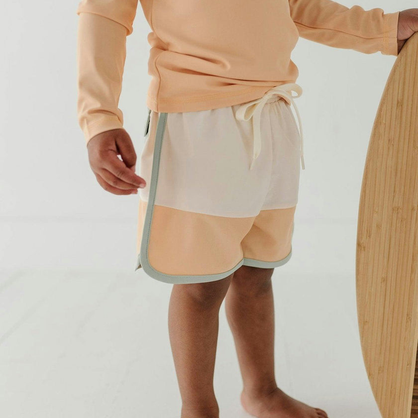 Boys Long Sleeve Rash Guard Swim Shirt in Desert Mist