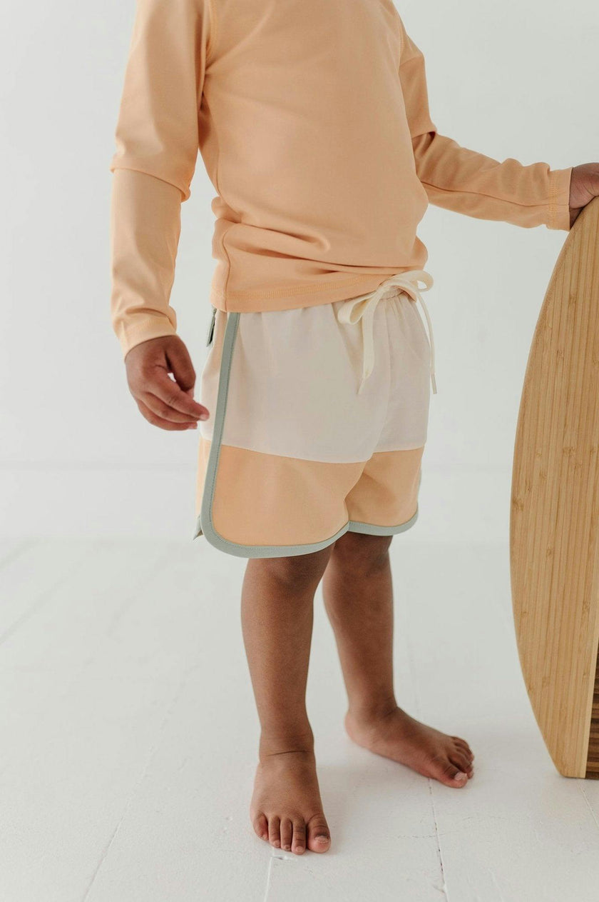 Boys Long Sleeve Rash Guard Swim Shirt in Desert Mist