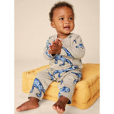 Babys Long Sleeve Contrast Pocket Snap Button Romper, Multi