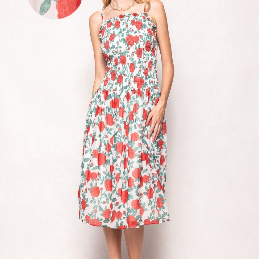 Kimberly Dress in Red Roses
