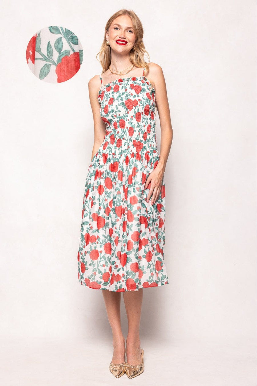 Kimberly Dress in Red Roses