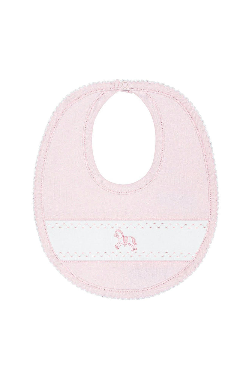Pink Rocking Horse Embroidered Bib