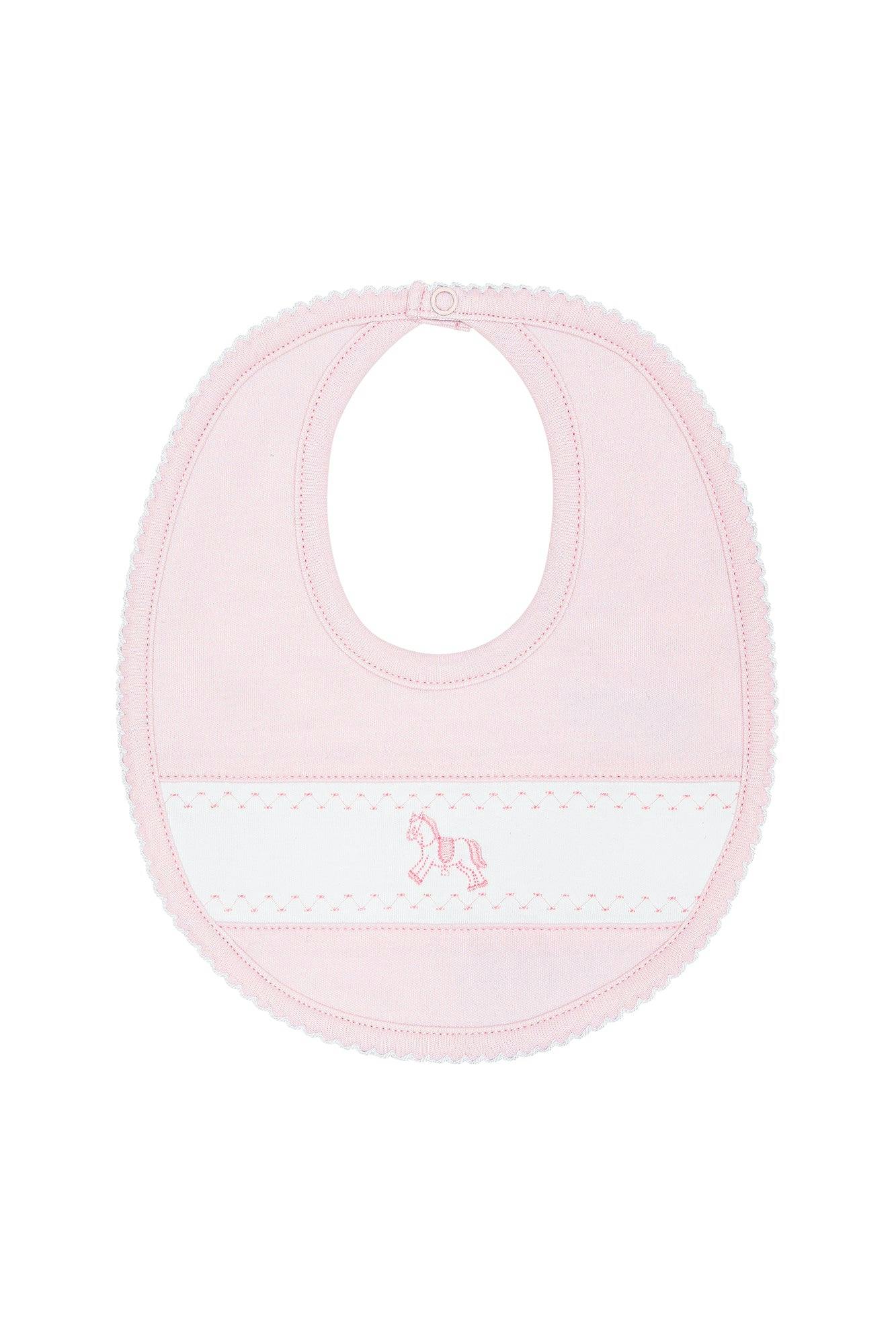 Pink Rocking Horse Embroidered Bib