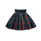 Navy & Plaid Two-Piece Bow Skirt Set