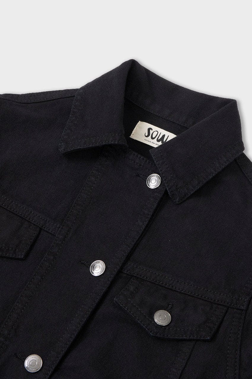 Organic Cotton Trucker Denim Jacket with Inset Sleeves