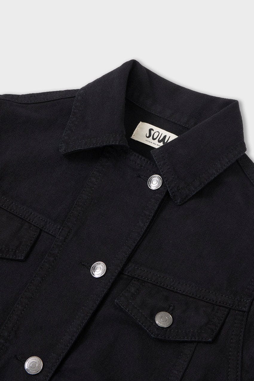 Organic Cotton Trucker Denim Jacket with Inset Sleeves