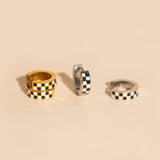 Checkered Chunky Huggie Hoop Earrings