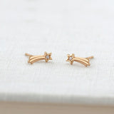 Shooting Star with Crystals Stud Earrings