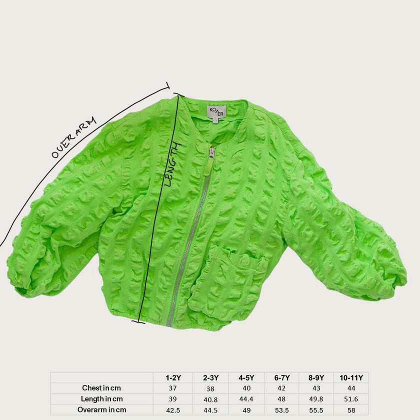 Koko Green Oversized Seersucker Bomber Jacket