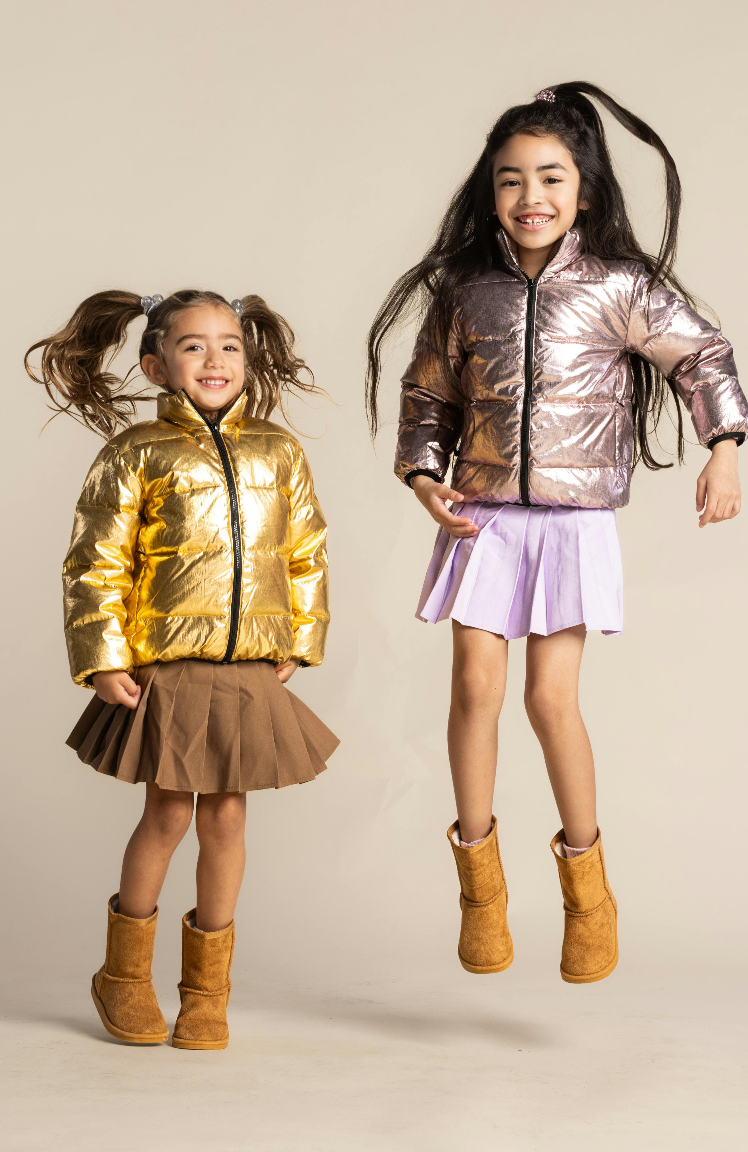 Fallon Metallic Puffer Jacket, Gold