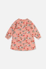 French Terry Dress Pink Cat Print