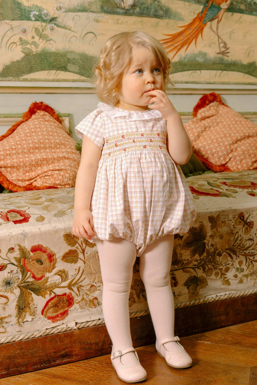 Zita Yellow Tartan Smocked Bubble