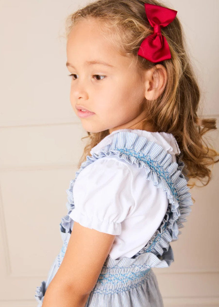Alexander Stripe Smocked Skirt with Braces in Blue (18mths-6yrs)