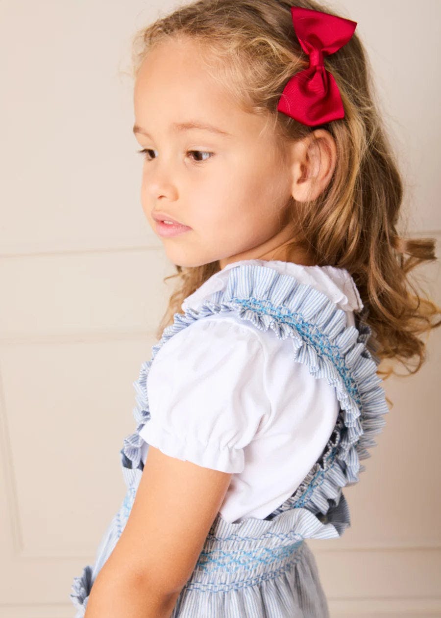 Alexander Stripe Smocked Skirt with Braces in Blue (18mths-6yrs)